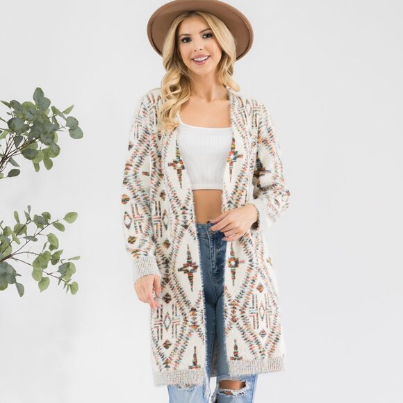 Celtic Print Boho Western Duster Cardigan - Picture 6 of 7